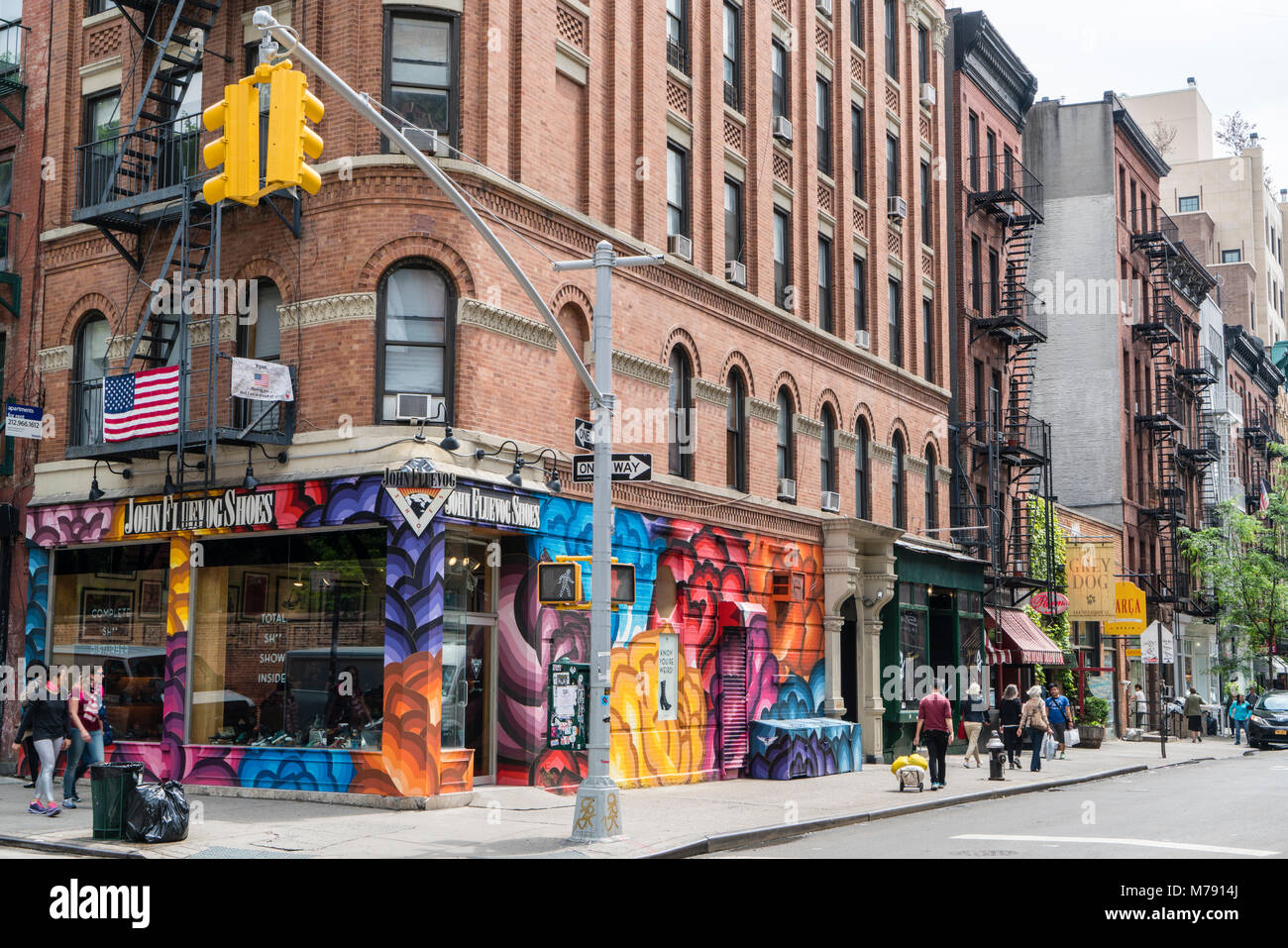 Colourful shops in Little Italy, Lower Manhattan, New York City Stock Photo