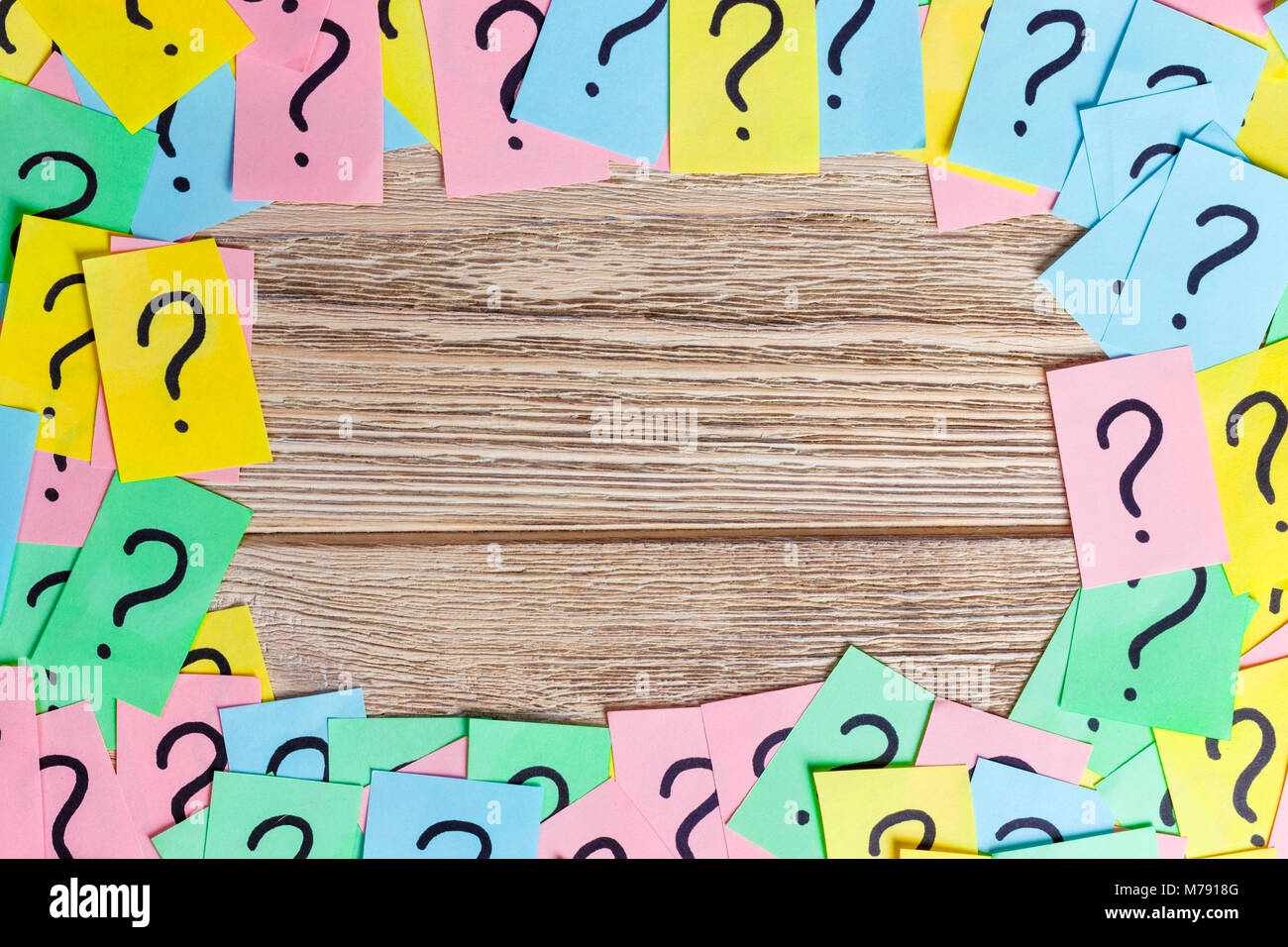 colorful question marks frame background written reminders tickets. ask