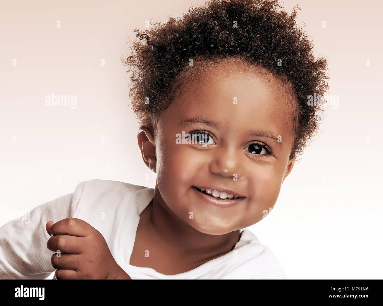 Closeup Portrait Of A Cute Little African American Boy Isolated On