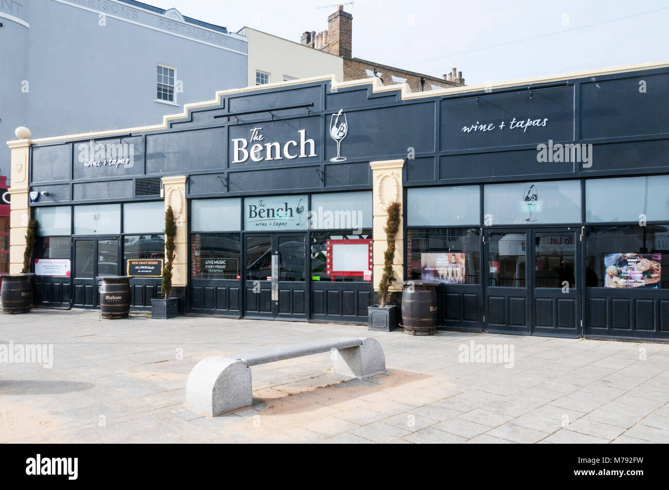 The Bench Wine Bar & Tapas Restaurant in Harbour Parade, Ramsgate Stock Photo