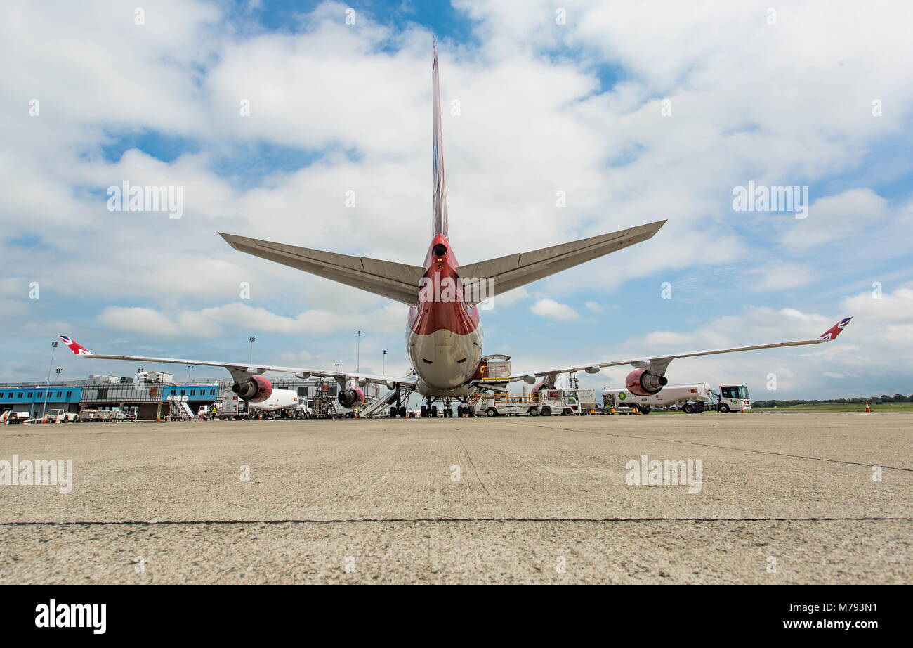 Virgin Airlines 747-400. Stock Photo