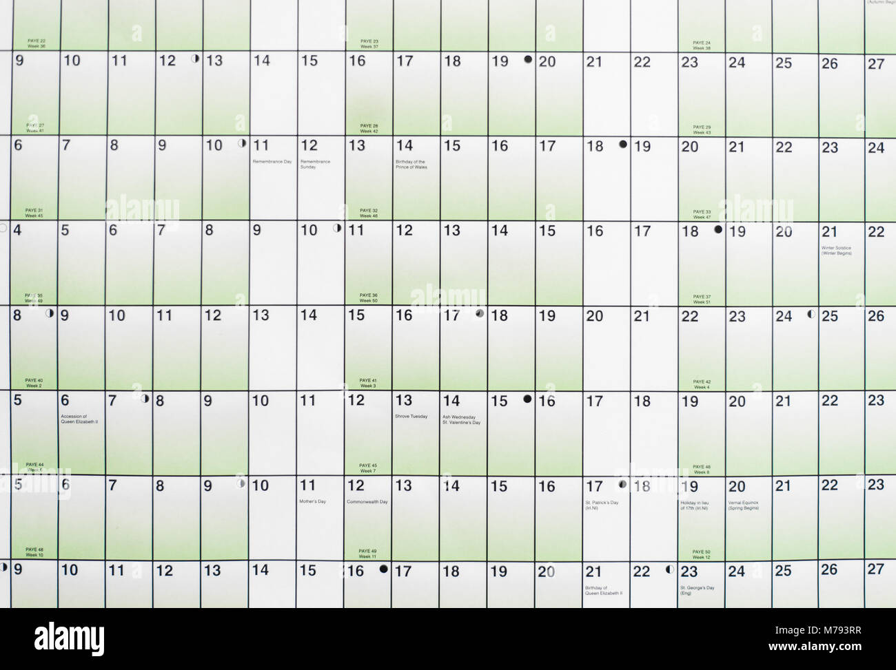 Wall Planner and Calendar Stock Photo Alamy