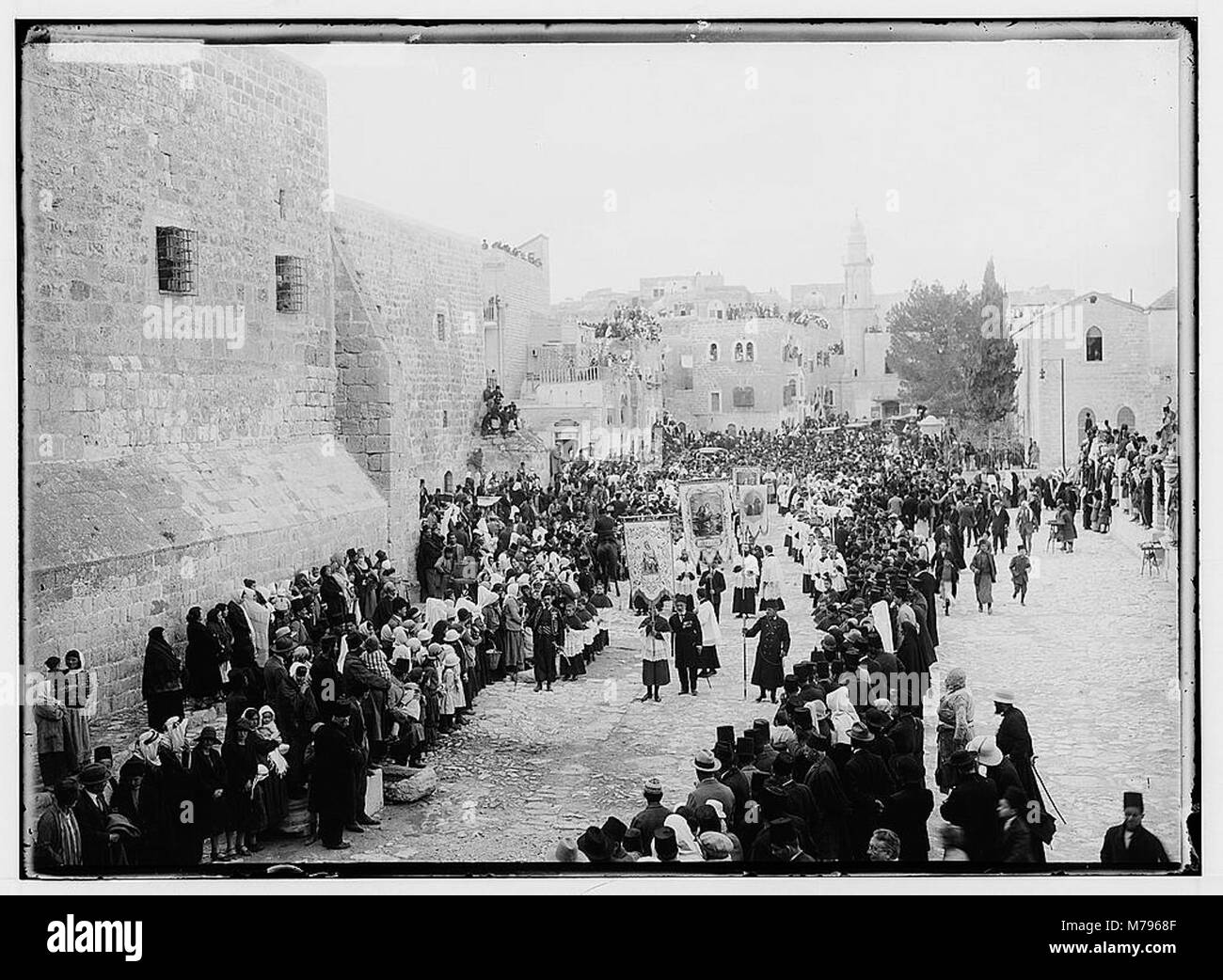 A historic scene depicting Christmas Day in Bethlehem, with a view of ...
