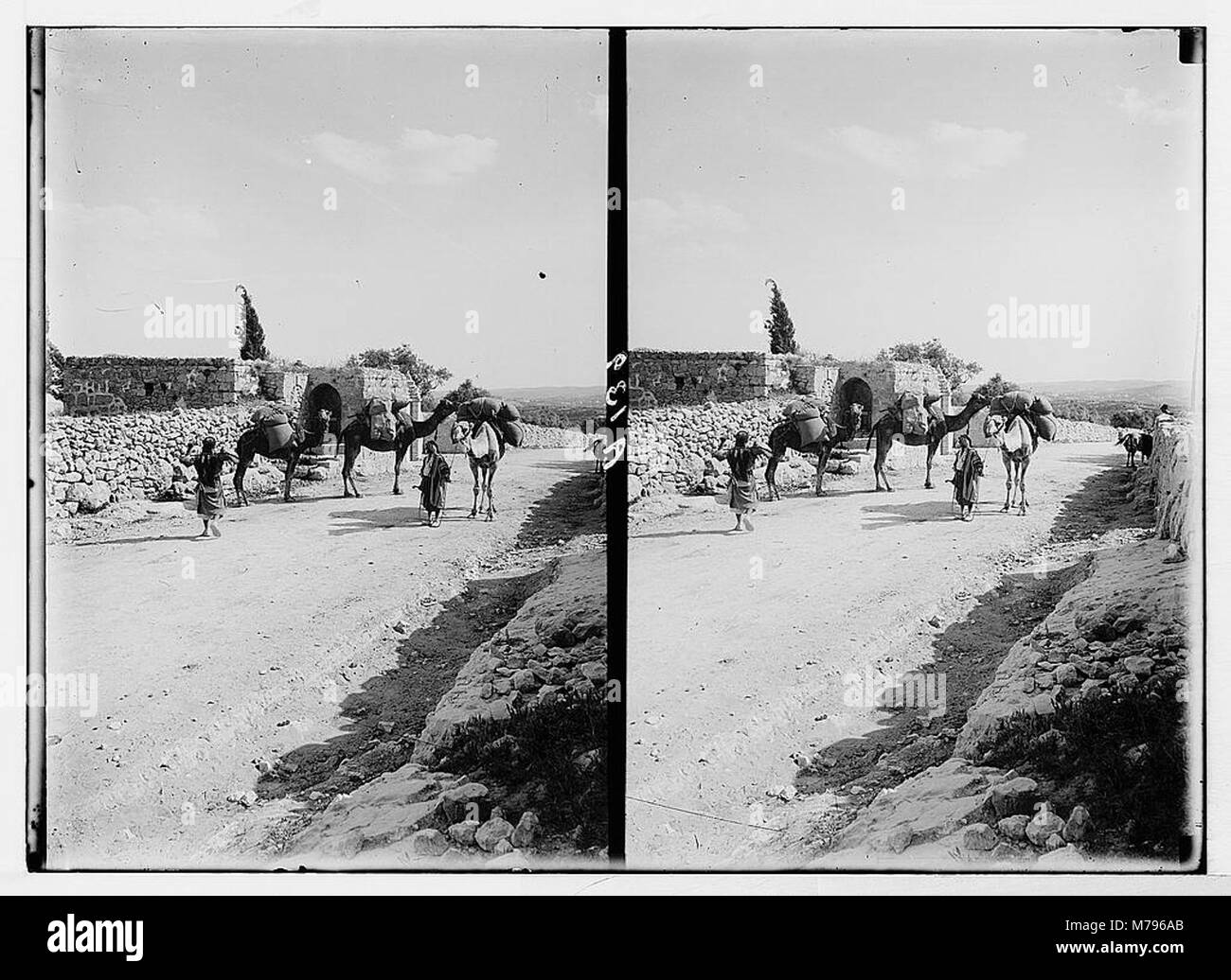 A photograph of Bethlehem and its surroundings, with a view of the well at Mar Elias, a significant location in Christian history. Stock Photo