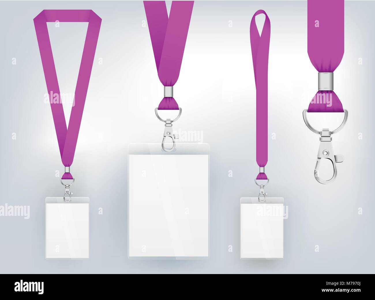 Lanyard design, realistic illustration. Identification card with ribbon