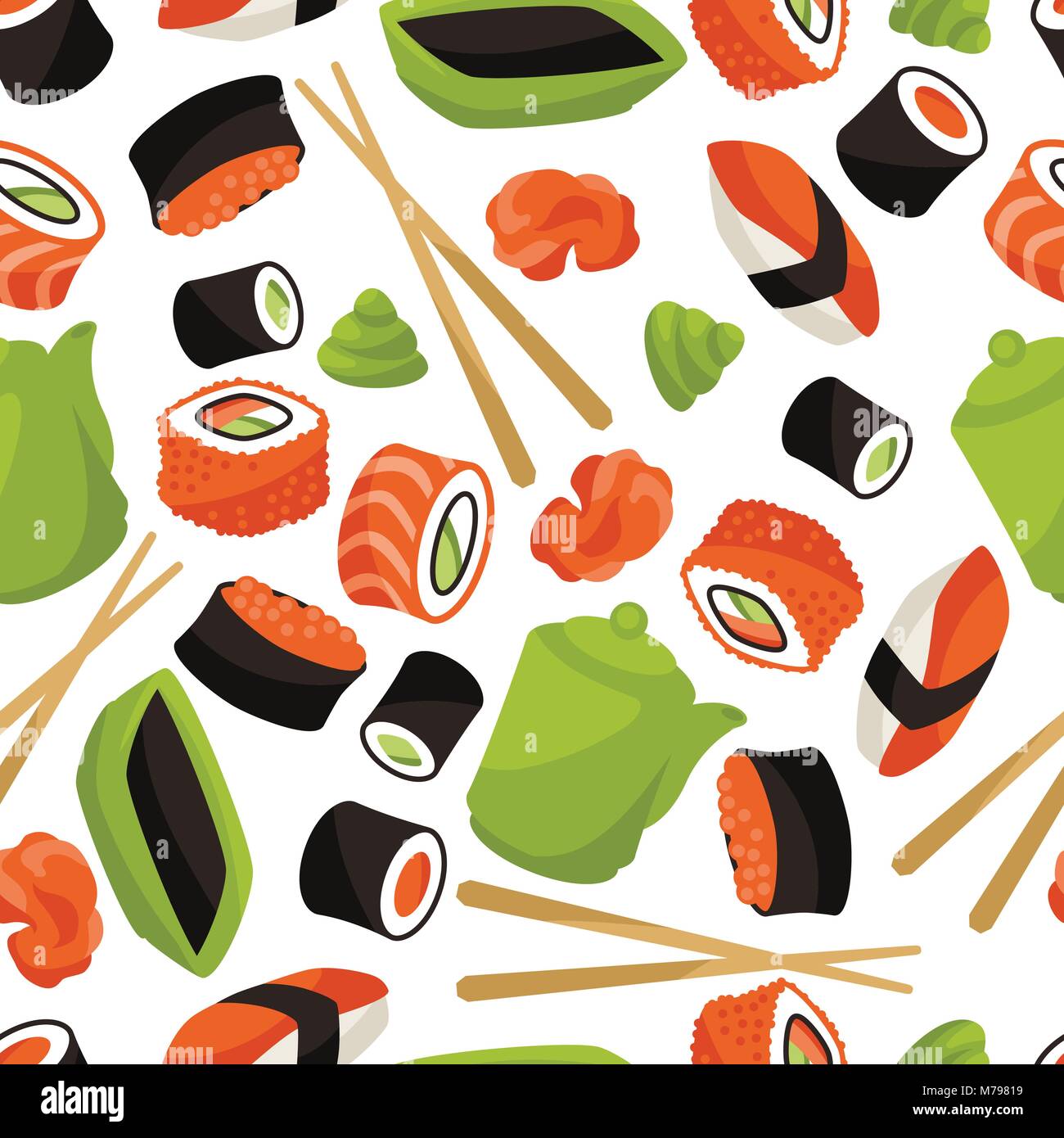 Seamless pattern with sushi Stock Vector Image & Art - Alamy