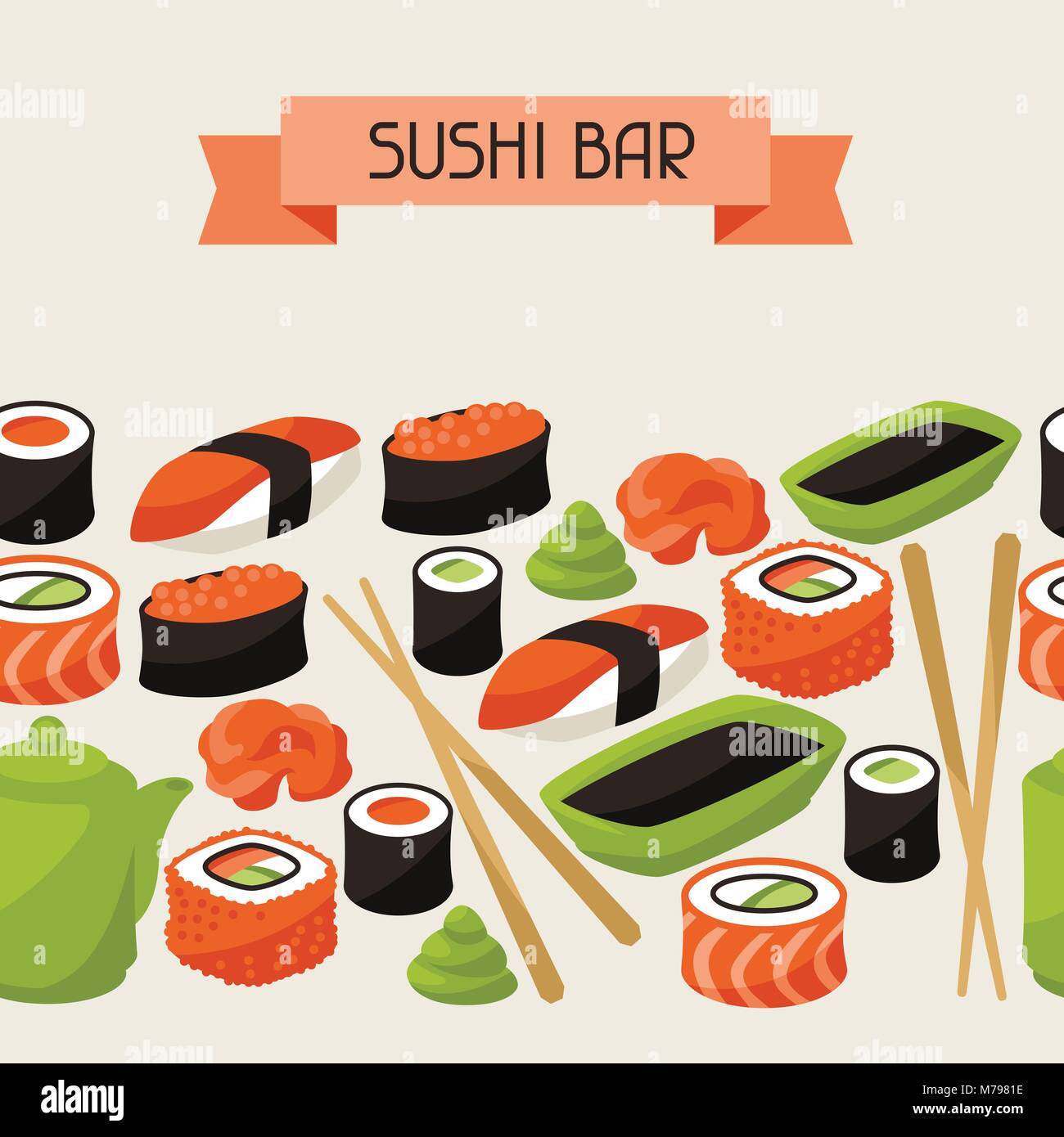 Seamless pattern with sushi Stock Vector Image & Art - Alamy