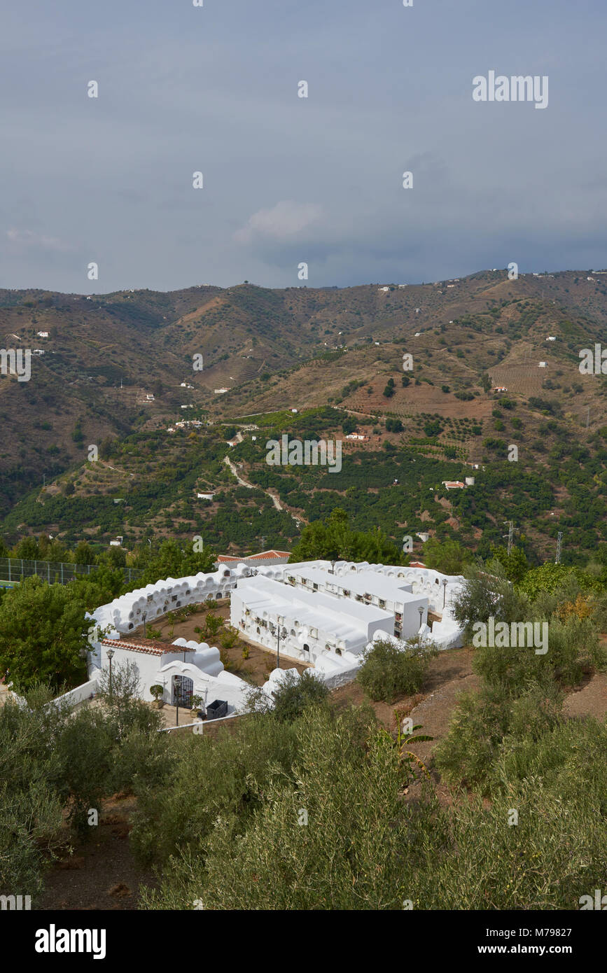 The small circular cemetery at Sayalonga village in Andalucia, Spain. Stock Photo