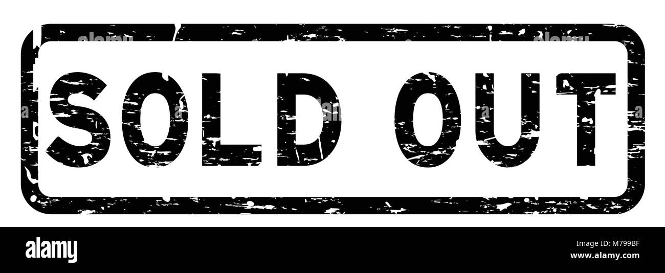Grunge black sold out square rubber seal stamp on white background ...