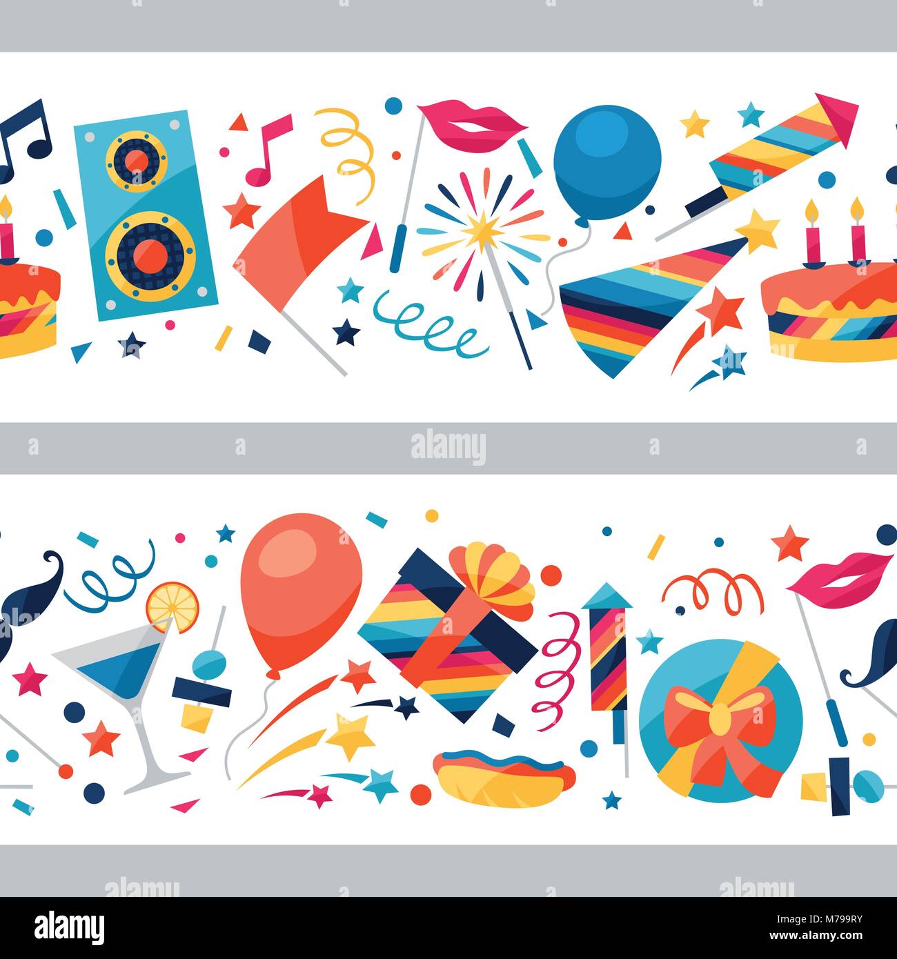 Celebration seamless pattern with party icons and objects Stock Vector ...