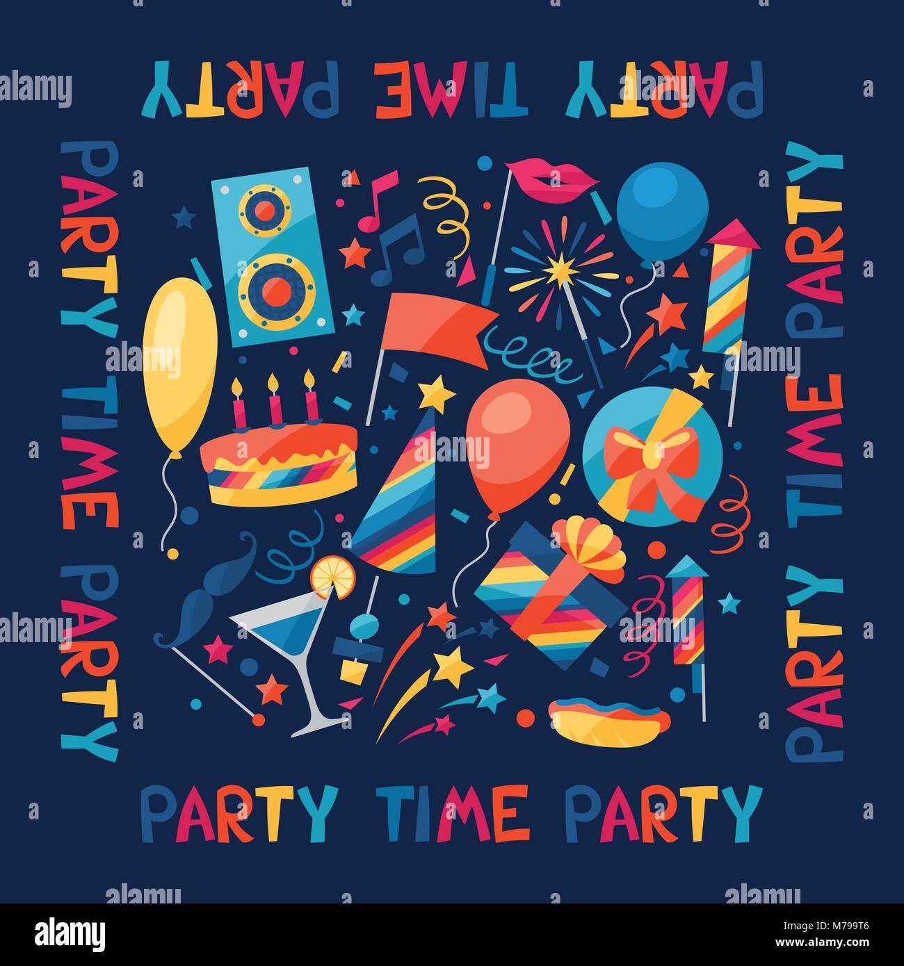 Celebration background with party icons and objects Stock Vector Image ...