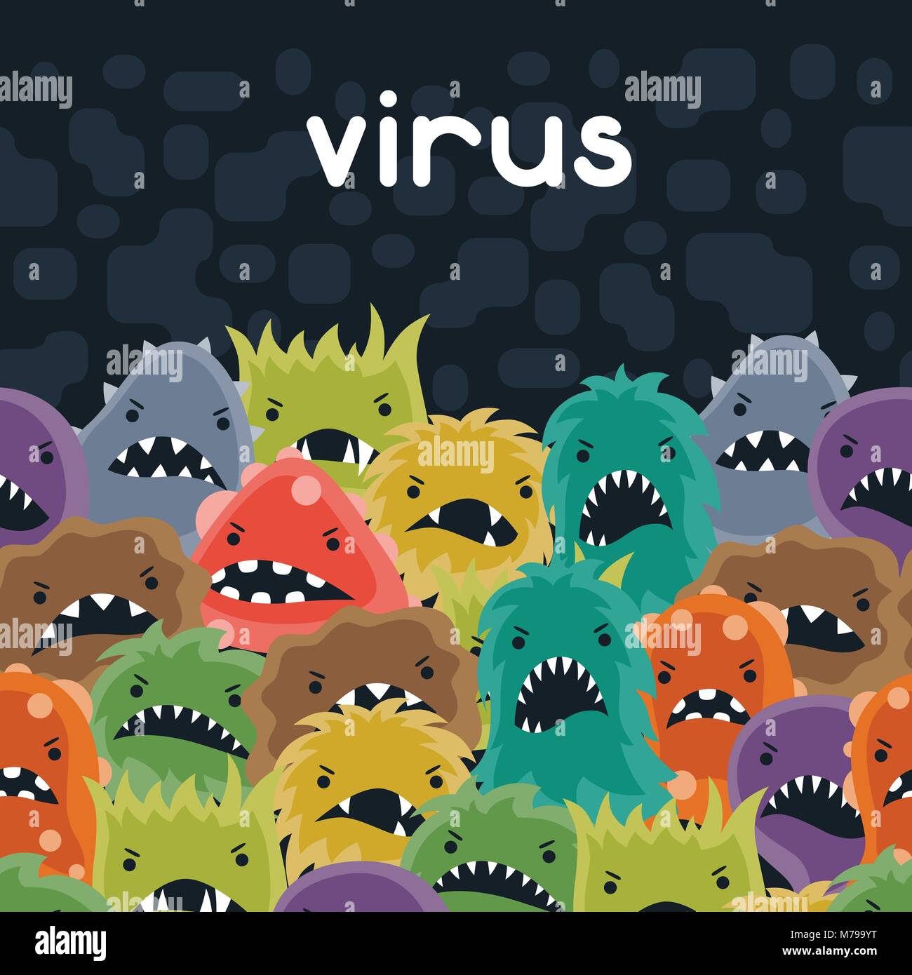 Background with little angry viruses and monsters Stock Vector Image ...