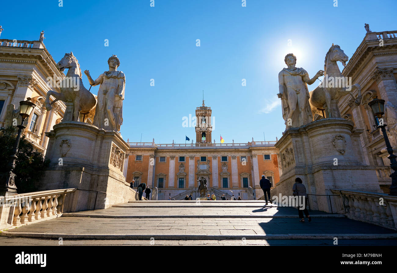 Rome, Italy - October 12, 2016: Campidoglio square with the City Hall ...