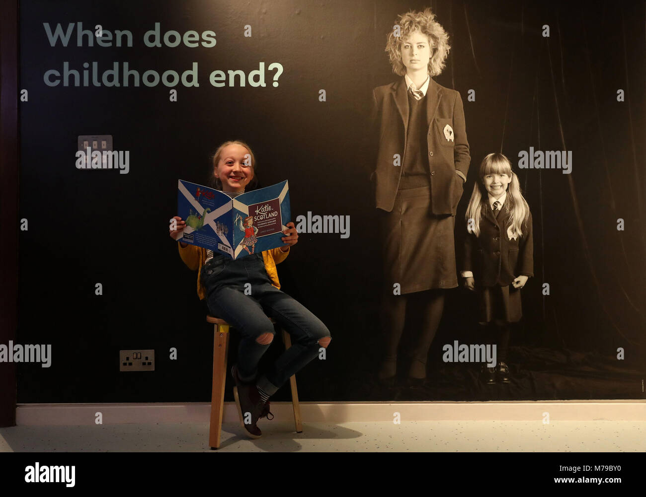 Poppy Willis, 8, at the reopening of the Museum of Childhood in Edinburgh, following its revamp. Stock Photo