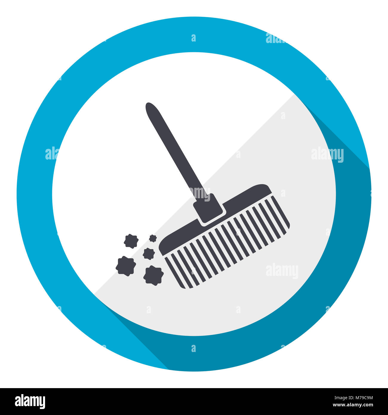 Broom blue flat design web icon Stock Photo - Alamy