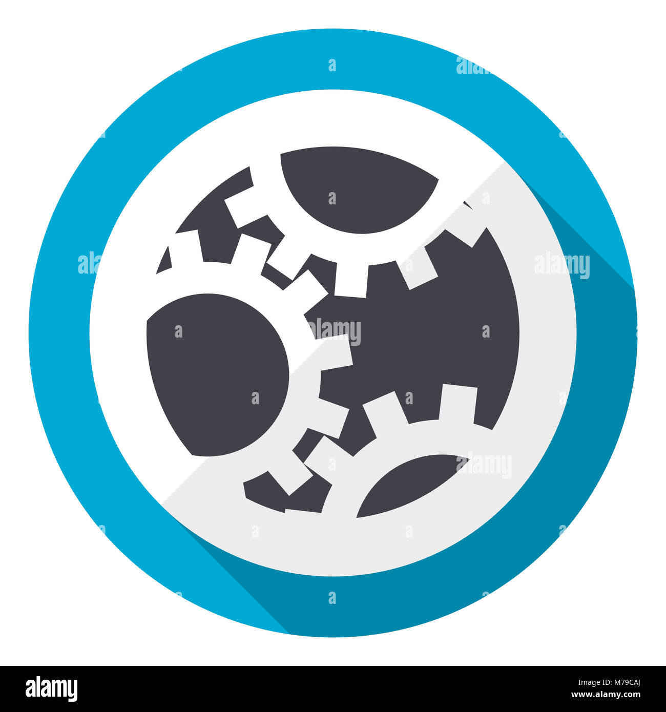 Gear blue flat design web icon Stock Photo - Alamy