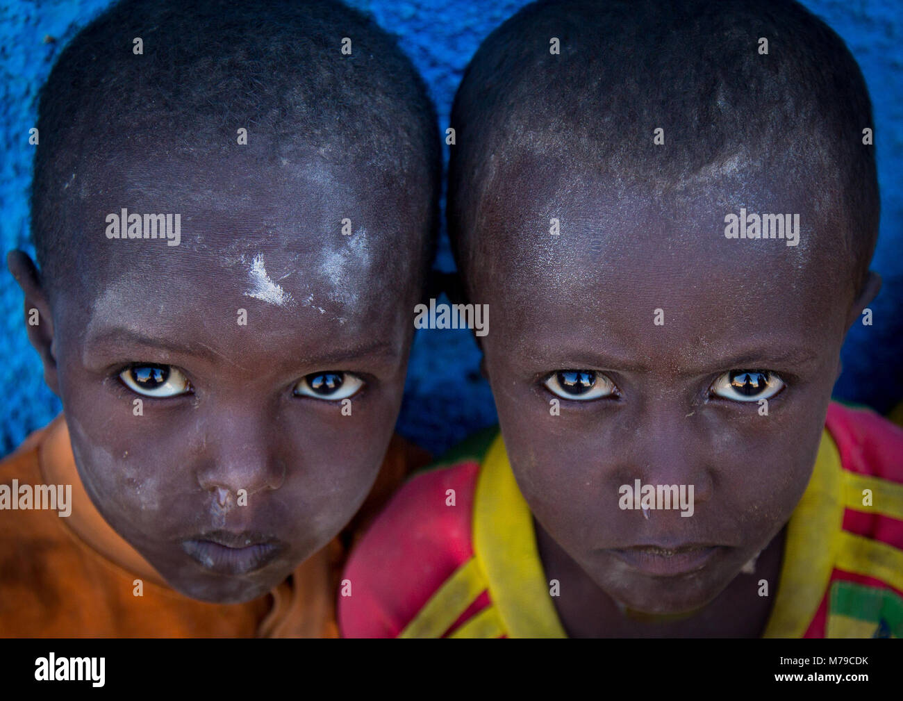 Portrait of afar tribe boys, Afar region, Semera, Ethiopia Stock Photo