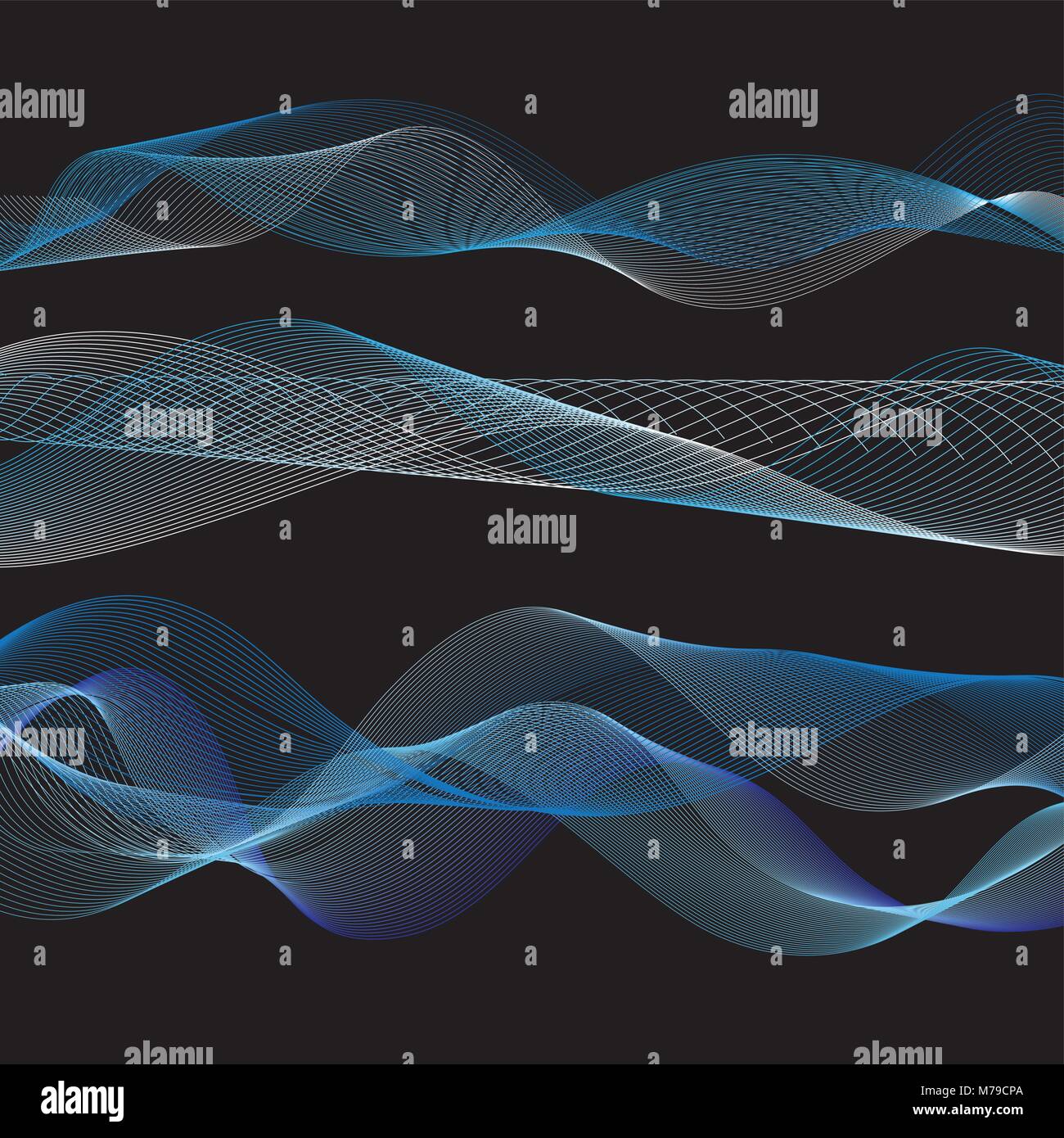 Abstract vector waves on a black background. An example of a background ...