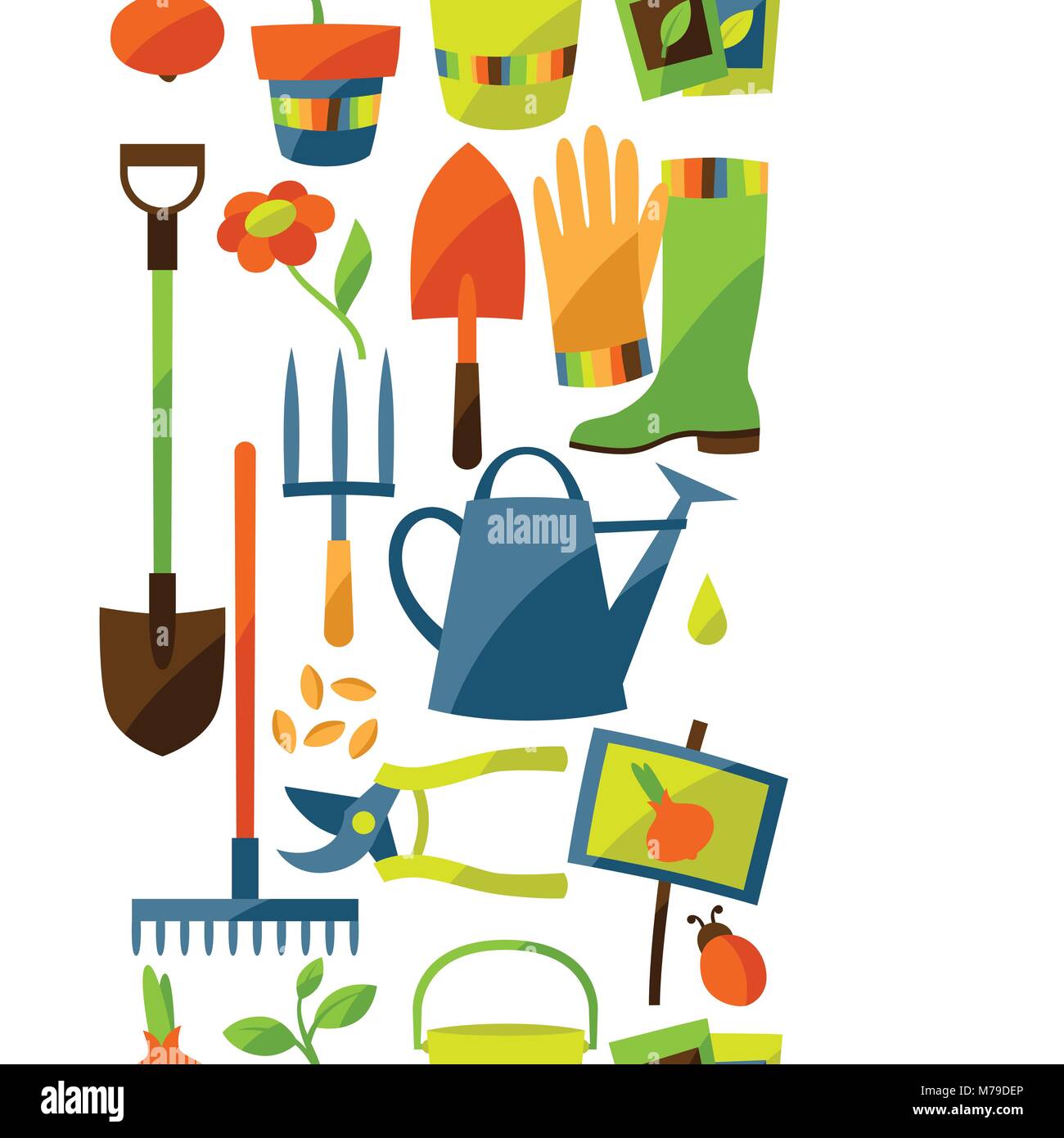 Seamless pattern with garden design elements and icons Stock Vector ...