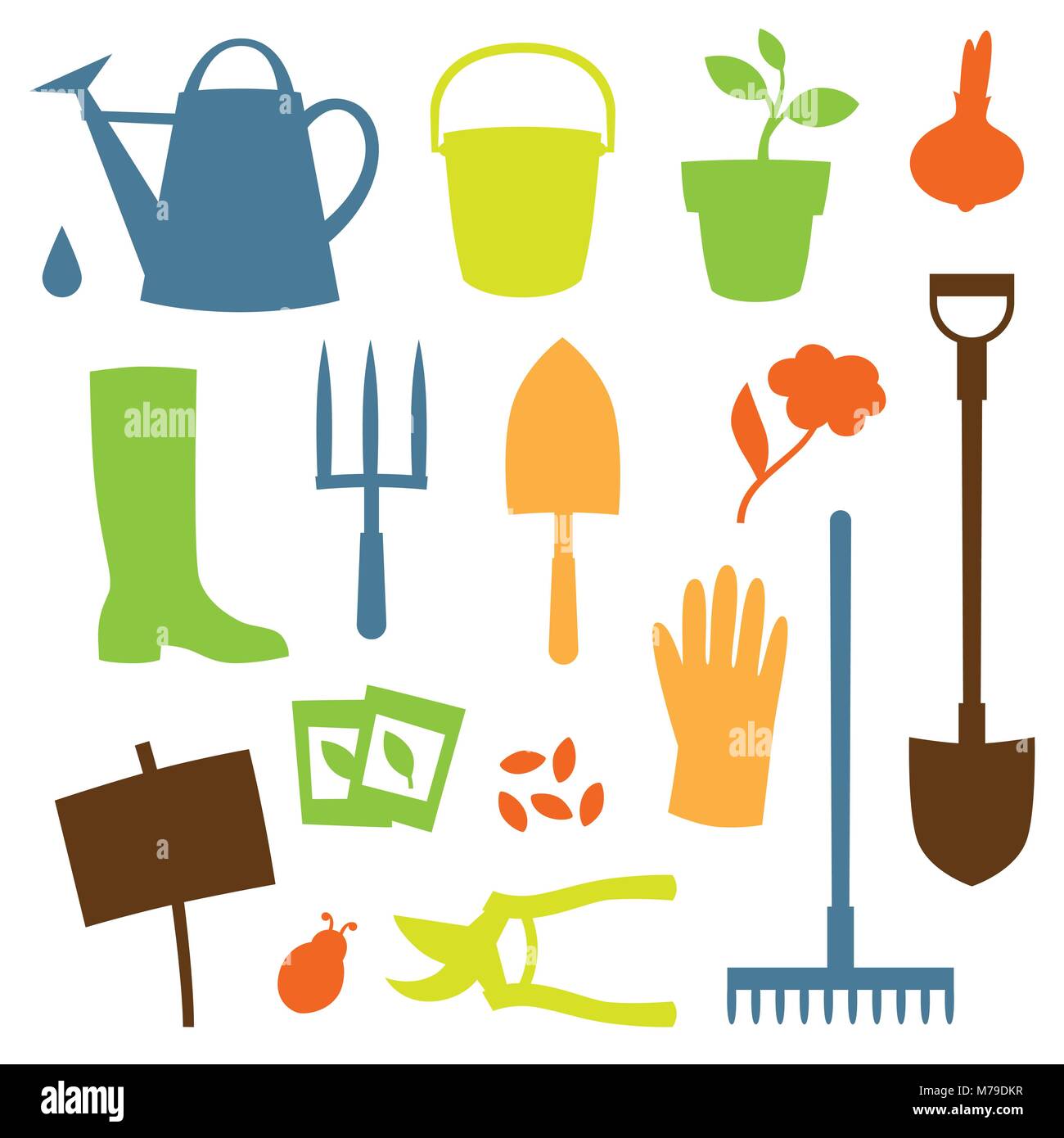 Background with garden design elements and icons Stock Vector Image ...