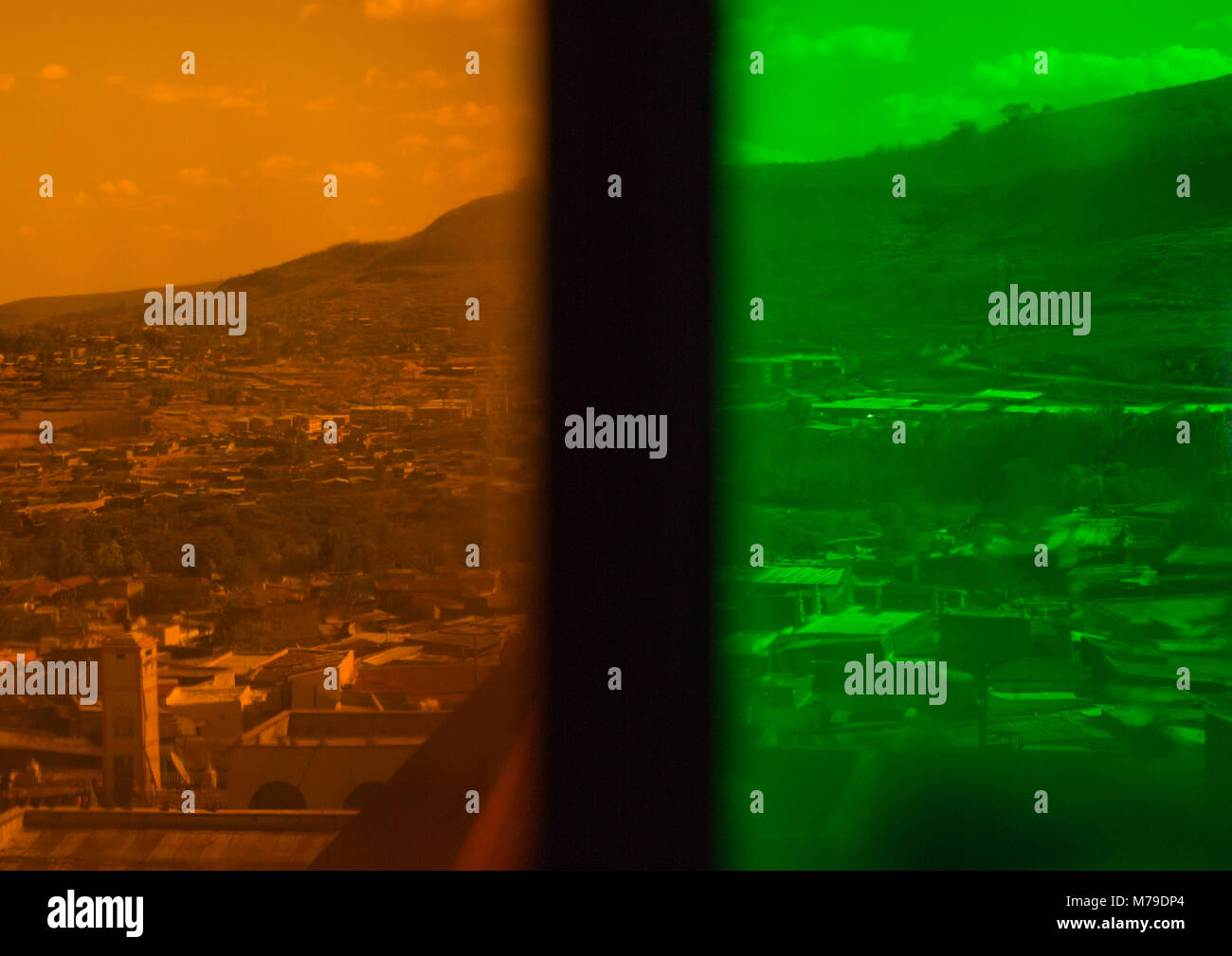 Multi coloured stained glass windows in rimbaud house, Harari region ...