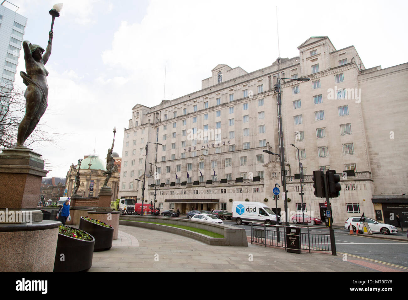 The Queens hotel at City Square in Leeds, UK. The hotel dates from the 1930s Stock Photo
