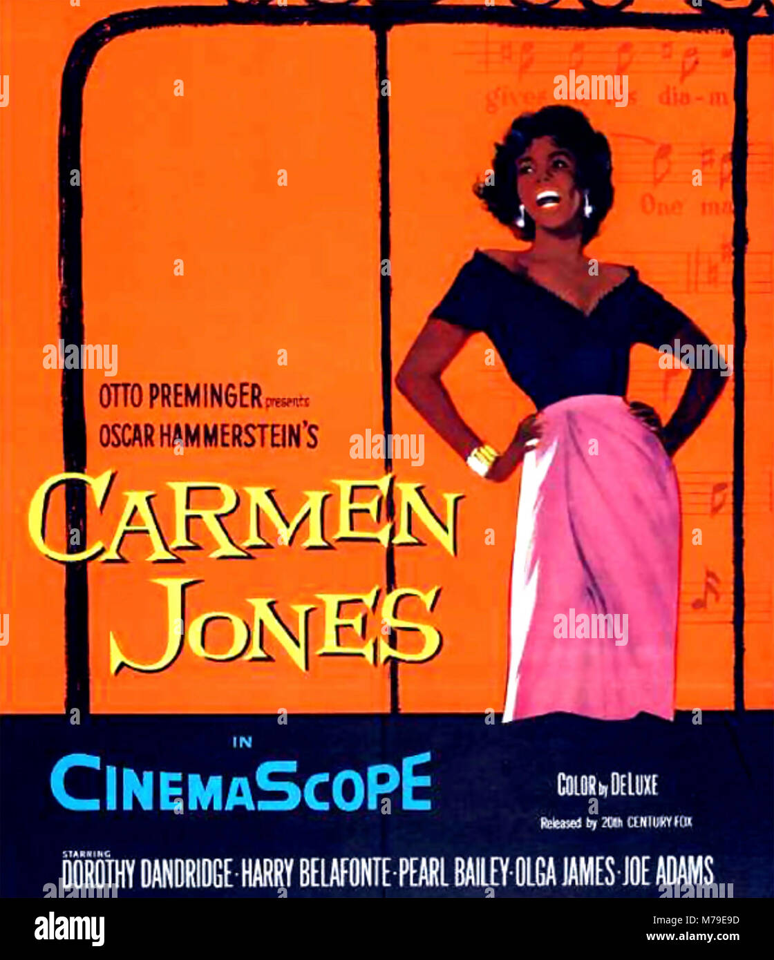 CARMEN JONES Poster for 1954 20th Century Fox film with Dorothy Dandridge Stock Photo