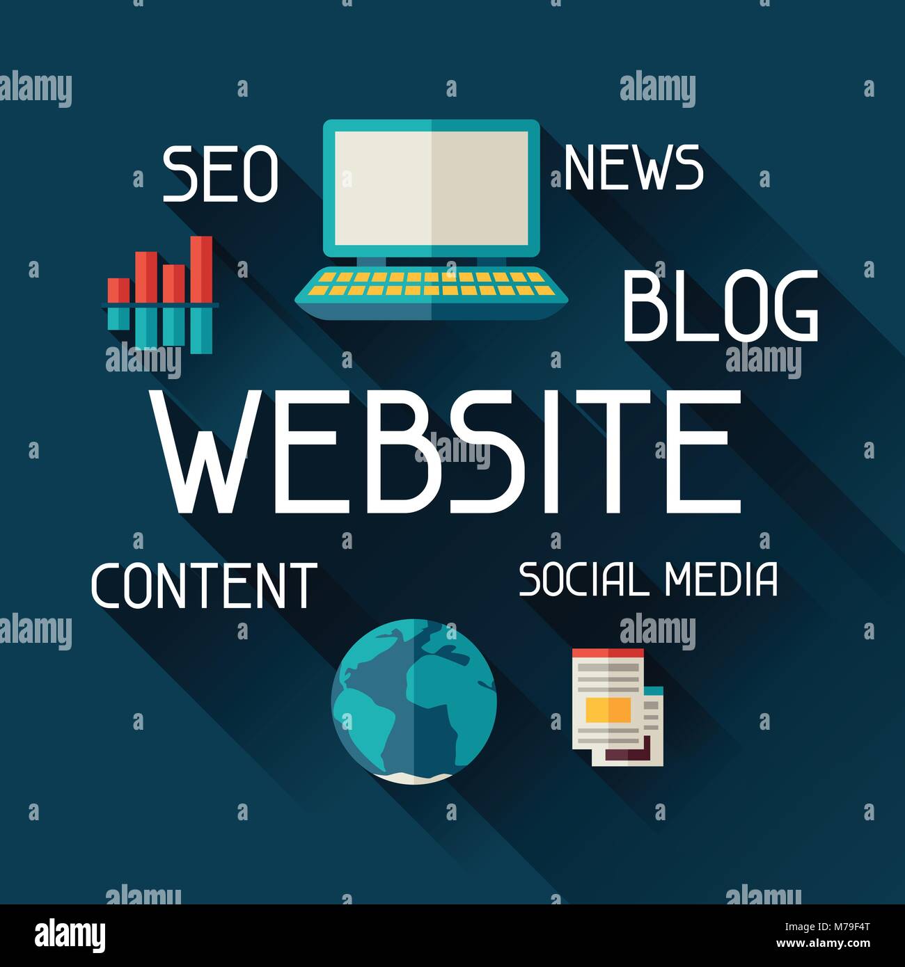 Website concept illustration in flat design style Stock Vector Image ...