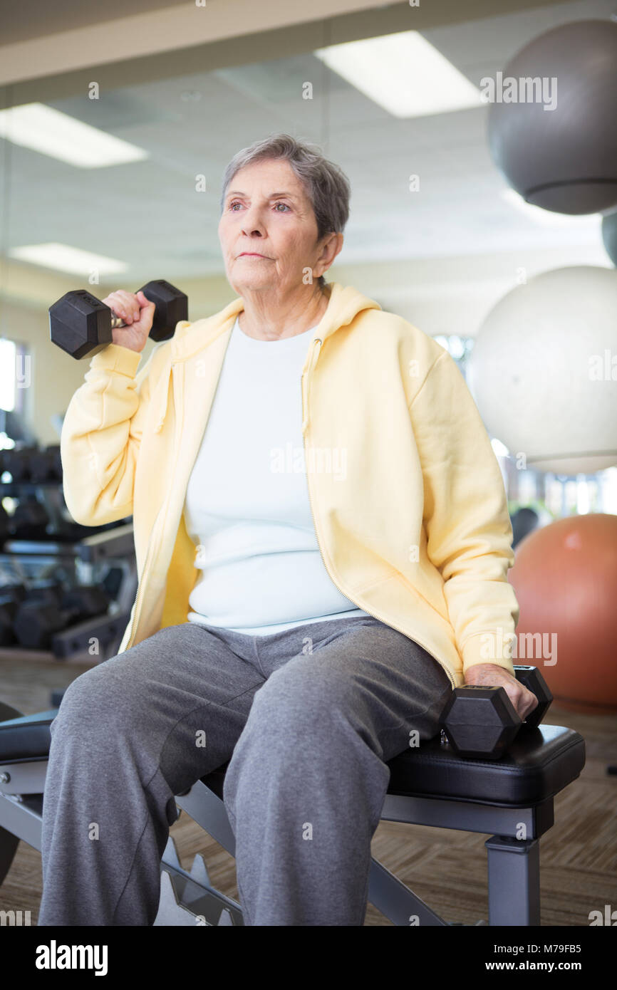 Portrait of a mature healthy woman at the gym. Stock Photo