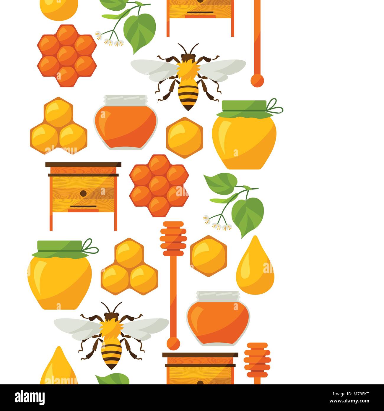 Seamless pattern with honey and bee objects Stock Vector Image & Art ...