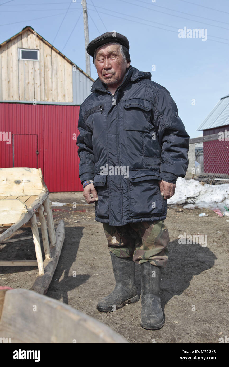 Northern Europe, Russia, Nanyar Mar, Nenets, old man, Stock Photo