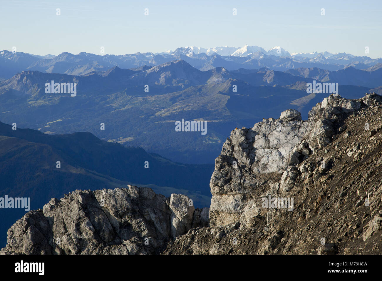 View of the Schesaplana on the Bernina, Rätikon, Vorarlberg, Austria, Stock Photo