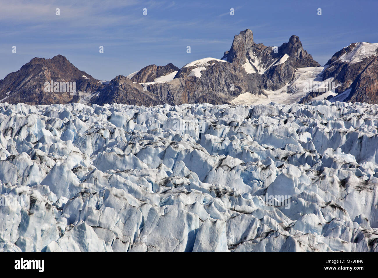 Greenland, East Greenland, area of Ammassalik, Knud Rasmussen glacier, Stock Photo