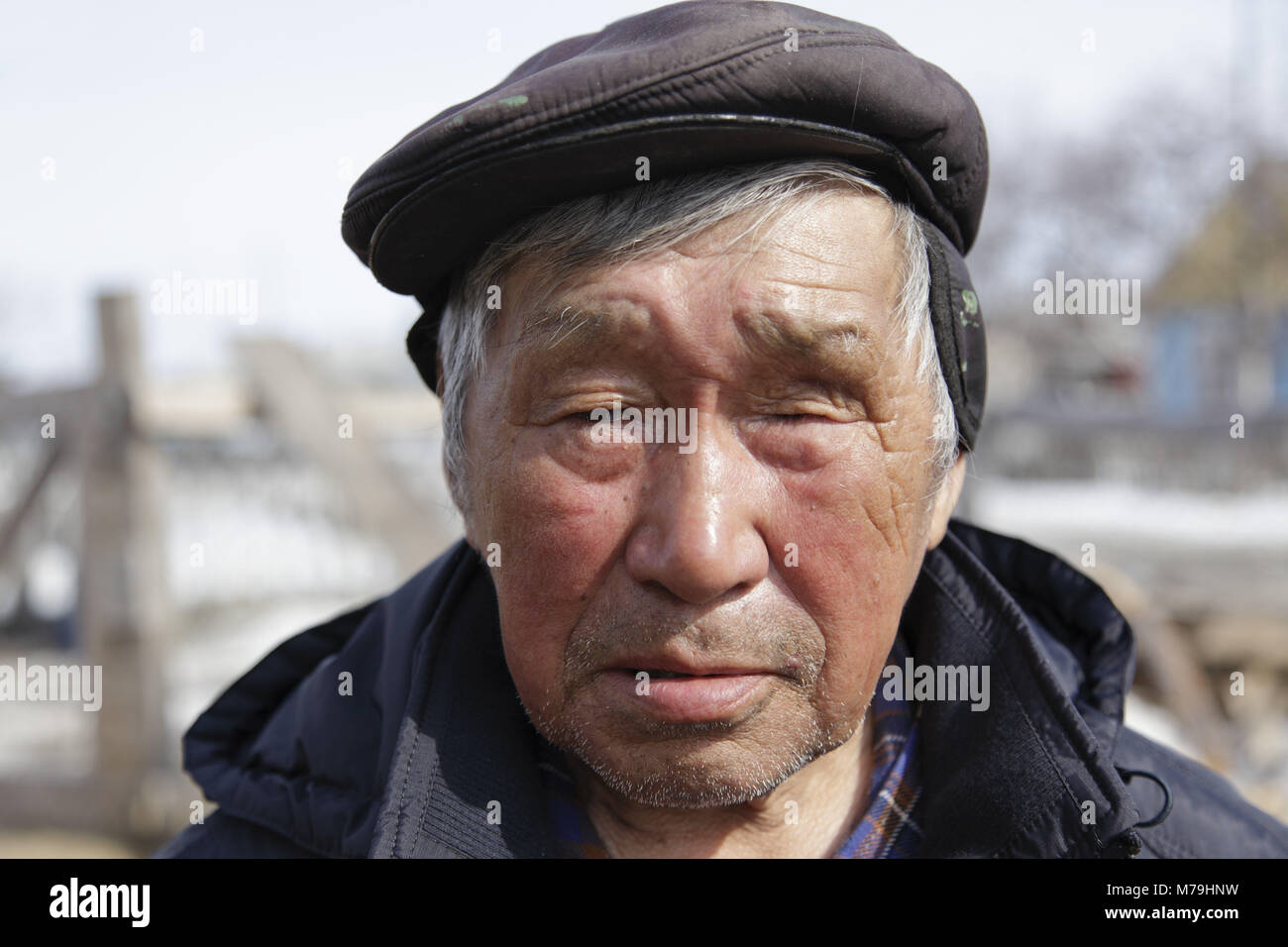Northern Europe, Russia, Nanyar Mar, Nenets, old man, portrait, Stock Photo