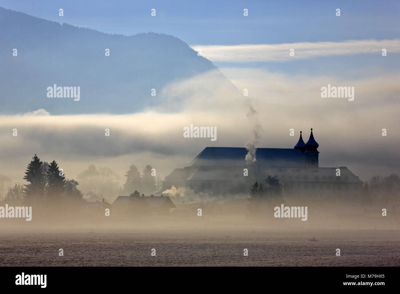 Germany, Bavaria, Upper Bavaria, Pfaffenwinkel region, abbey of Schlehdorf, Stock Photo