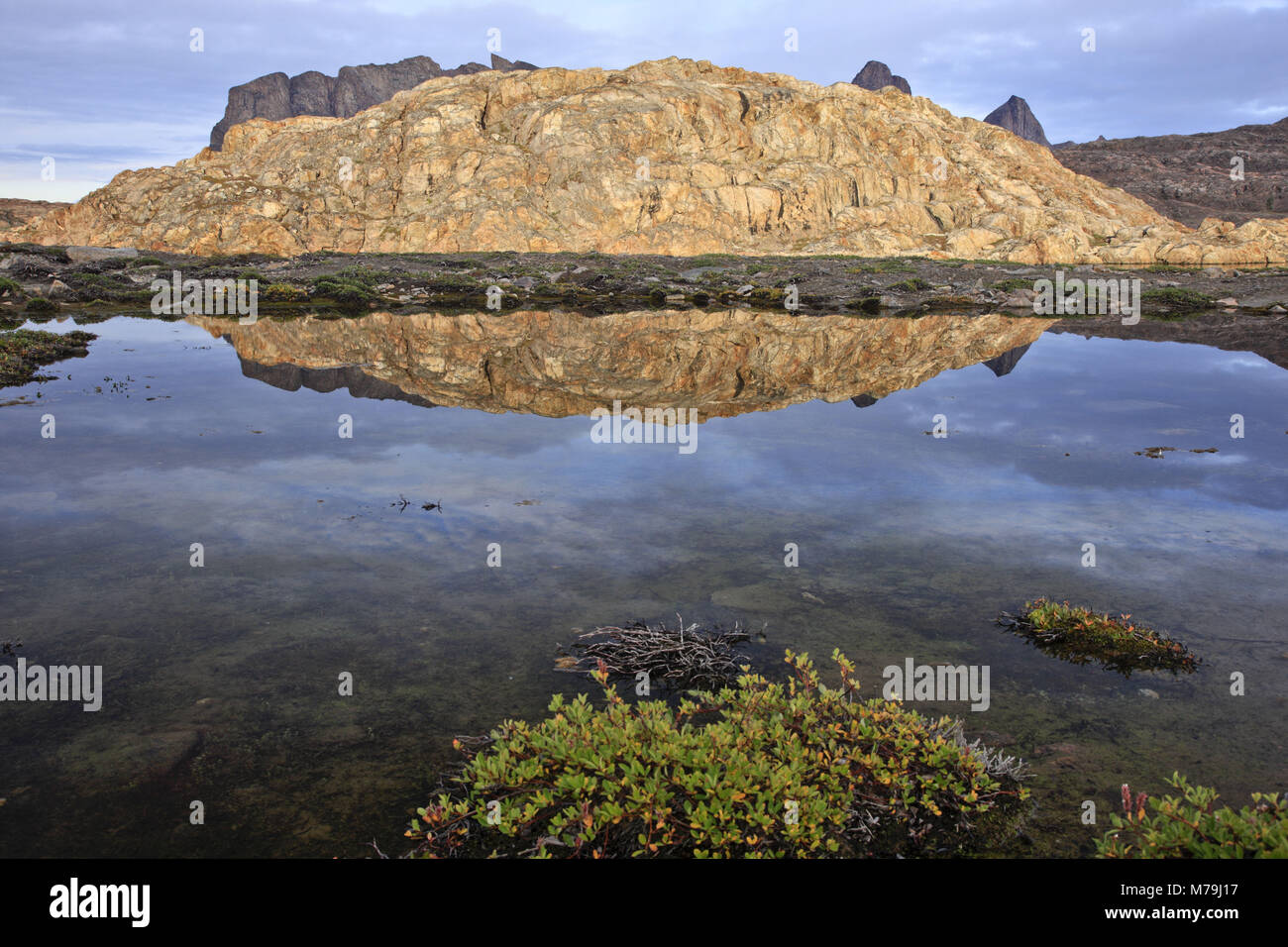 Greenland, East Greenland, Scoresby Sund, coastal scenery, mountain landscape, Stock Photo