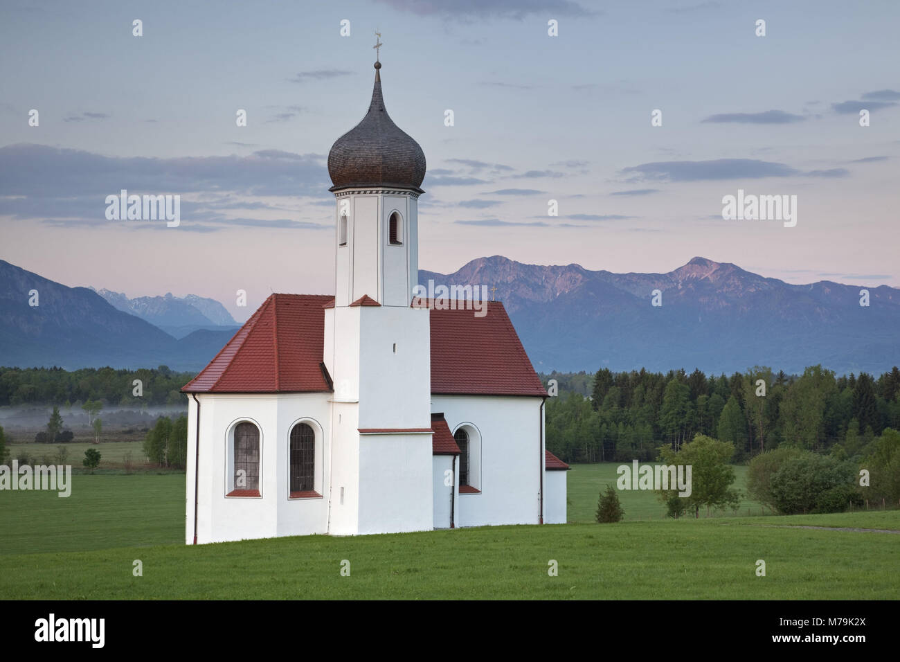 Saint Johannisrain in Penzberg, Upper Bavaria, Bavaria, Germany, Stock Photo