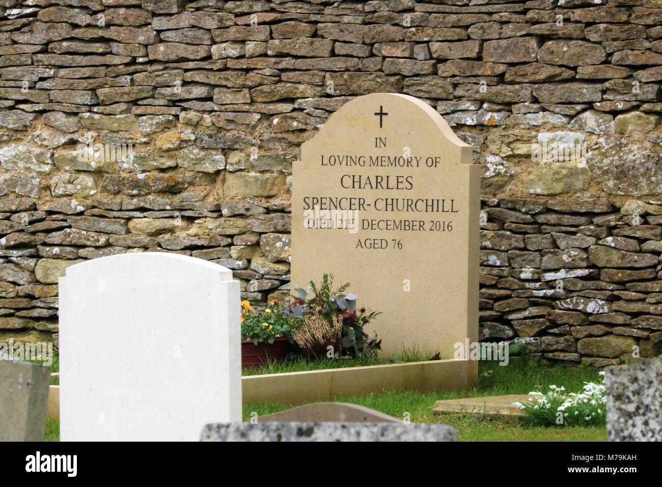 Sir Winston Churchill and Family graves at Bladon, Oxfordshire, UK Stock Photo