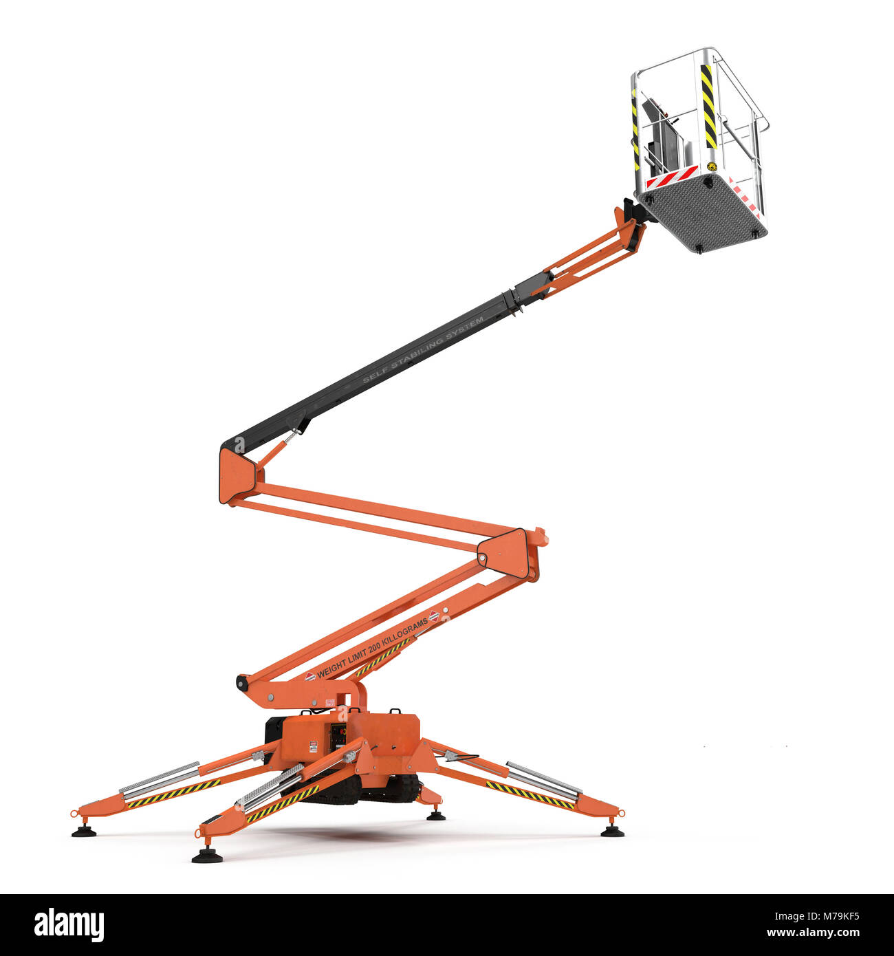 large orange extended scissor lift platform on white background. 3D illustration Stock Photo Alamy