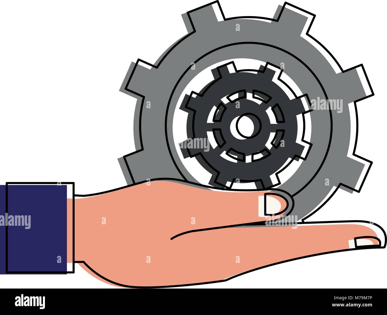 Hand with gear vector illustration graphic design Stock Vector Image