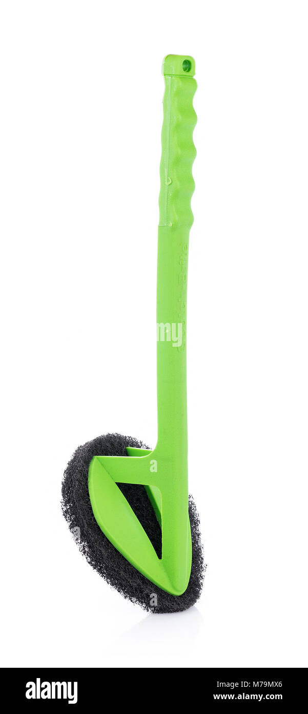 Plastic green toilet brush isolated on white background Stock Photo - Alamy