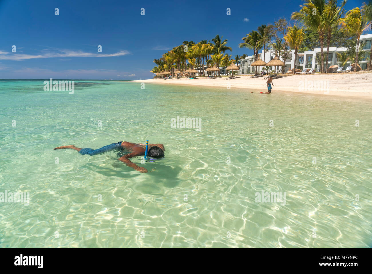 Schnorcheln in der Bucht von Turtle Bay, Mauritius, Afrika,  |  snorkelling at Turtle Bay, Mauritius, Africa Stock Photo