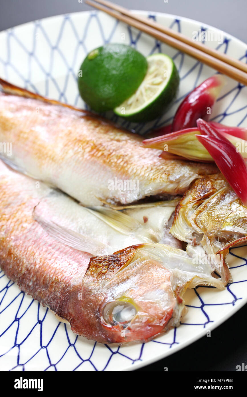 grilled japanese tilefish,amadai no wakasa yaki Stock Photo