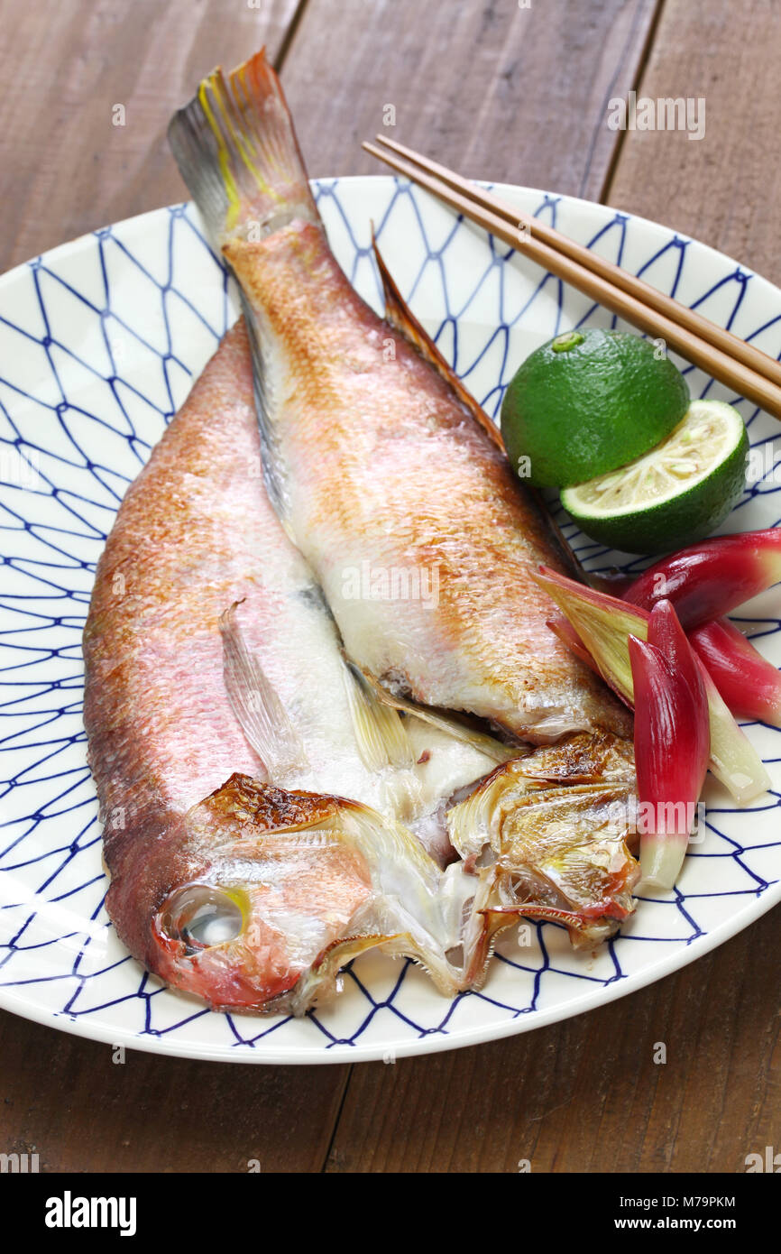 grilled japanese tilefish,amadai no wakasa yaki Stock Photo