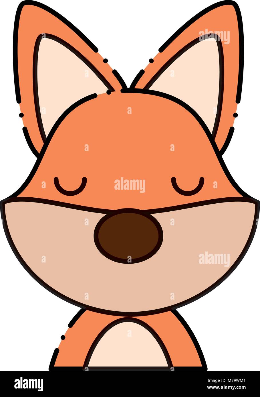 cute lazy fox icon over white background, colorful design. vector ...