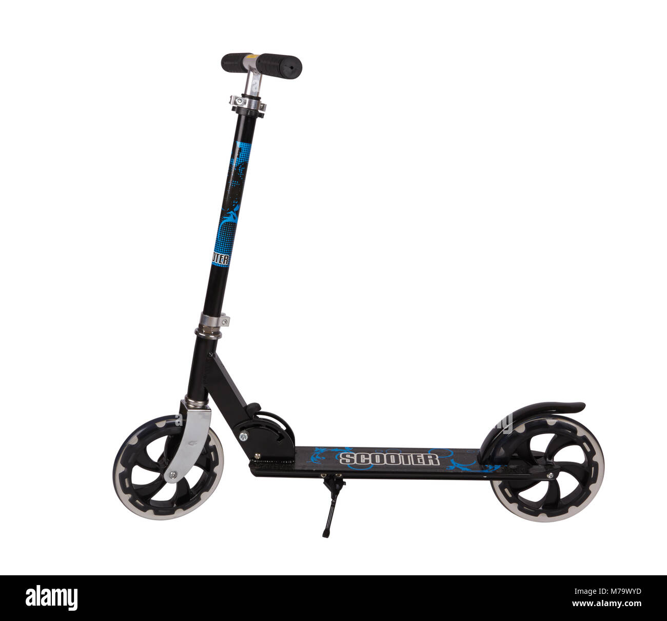 Black metal scooter isolated on white background Stock Photo Alamy