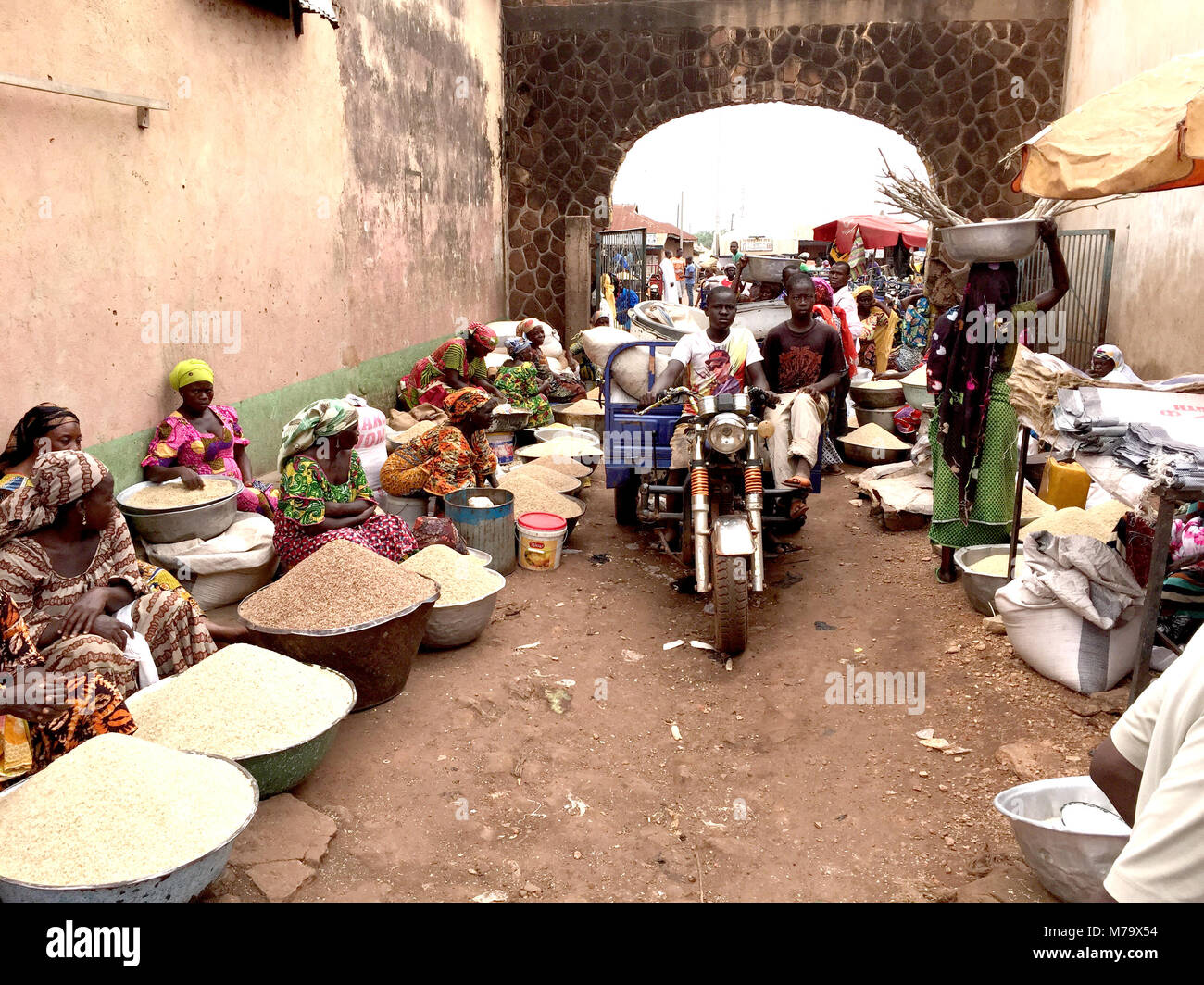 Kumasi Market, Ghana 29 July 2015 Food vendors in a market in a