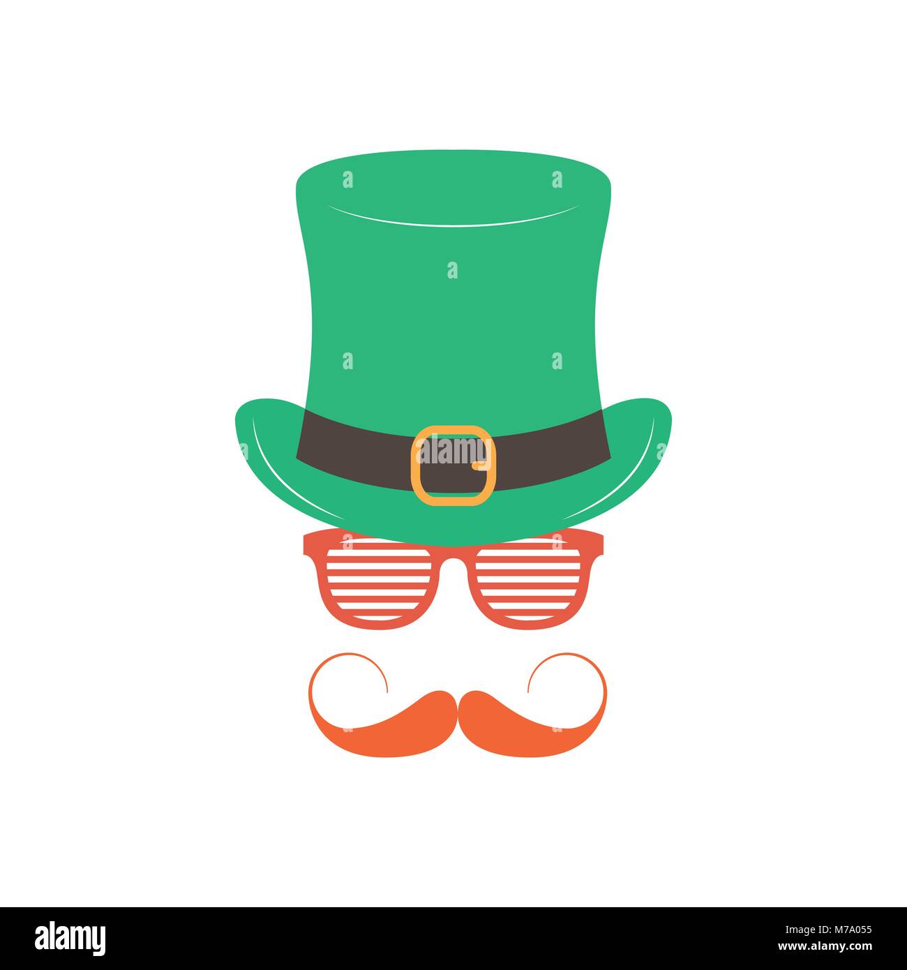 Irishman with glasses shutter shades on white background. St. Patrick's Day illustration. Stock Vector