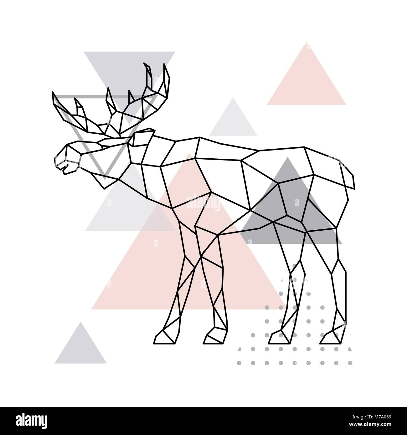 Scandinavian moose, side view. Geometric vector illustration. Stock Vector