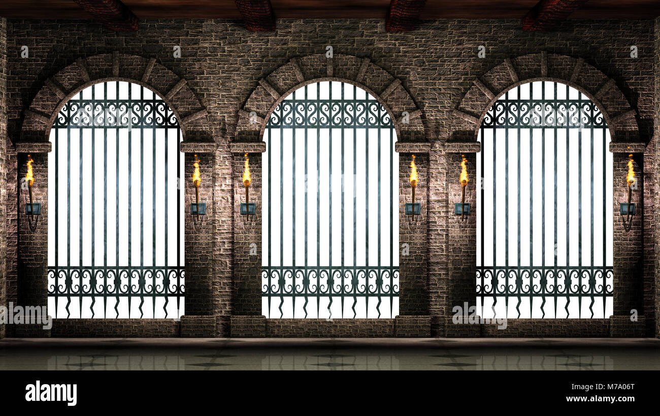 Arches with railings isolated Stock Photo - Alamy